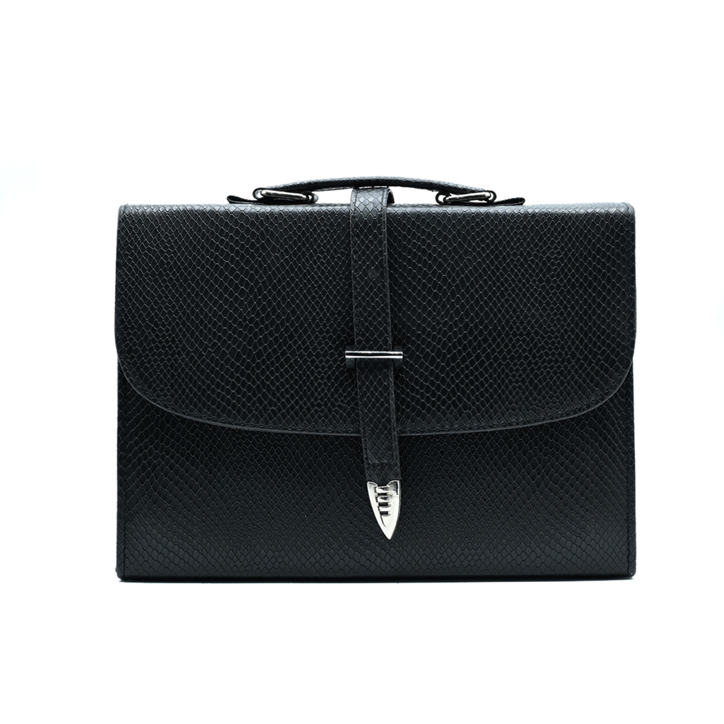 Classic Square Top Handle Bag - Black front view