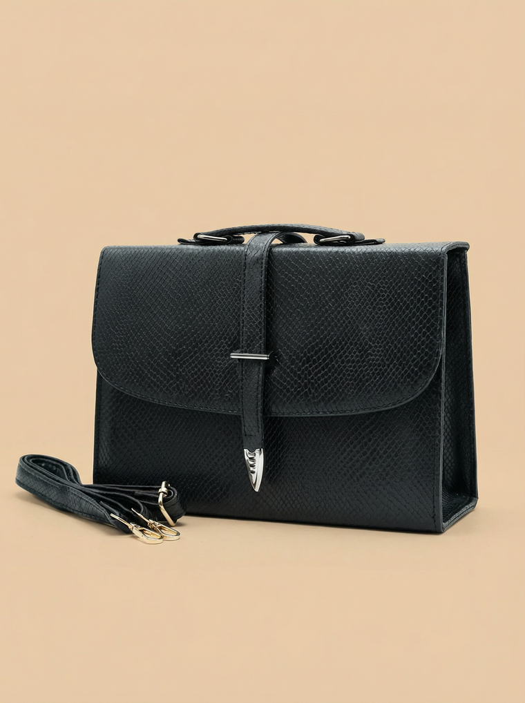 Classic Square Top Handle Bag - Black