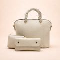 3 Piece Alora Tote Bag Beige front view