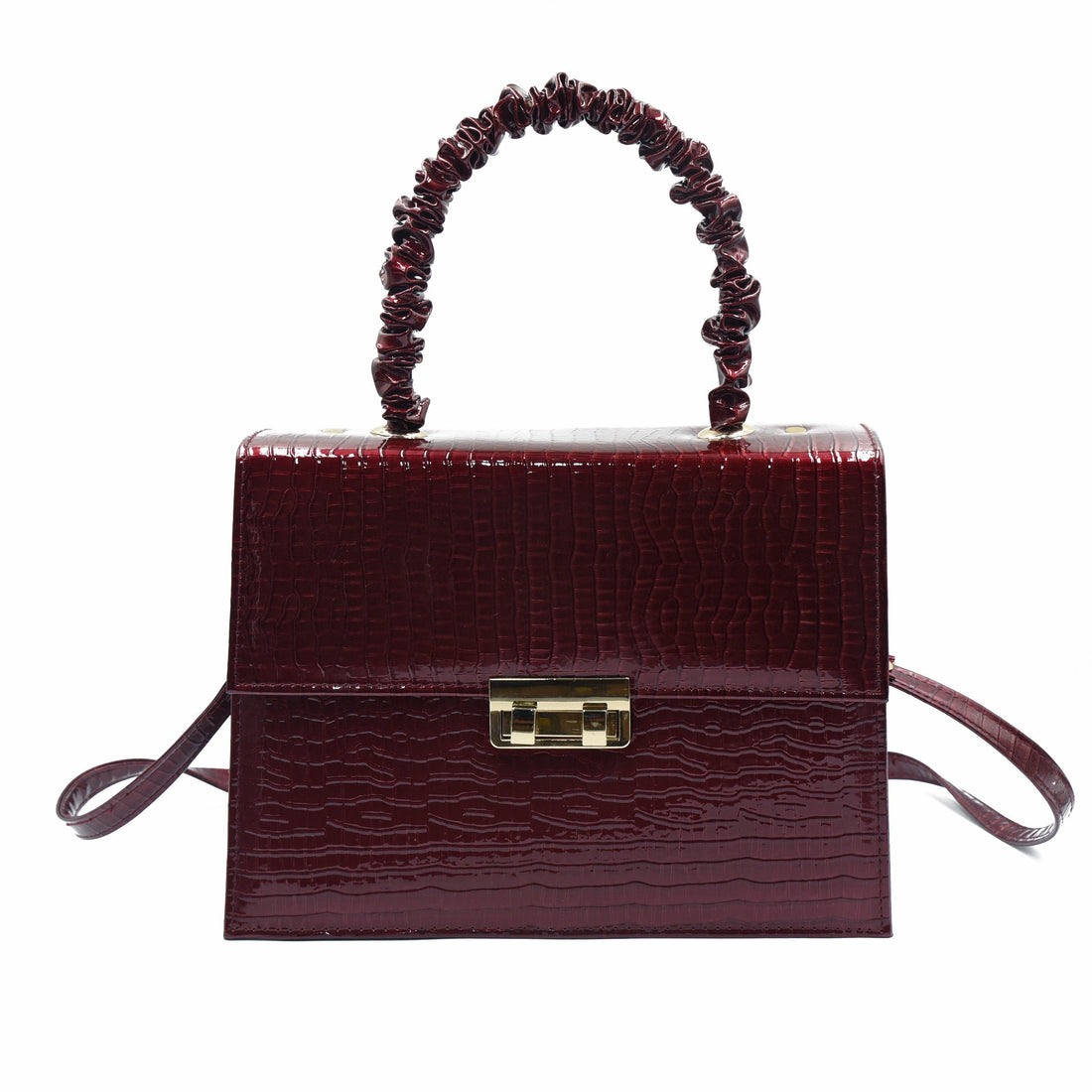 Vegan Leather Crossbody Bag Maroon front view