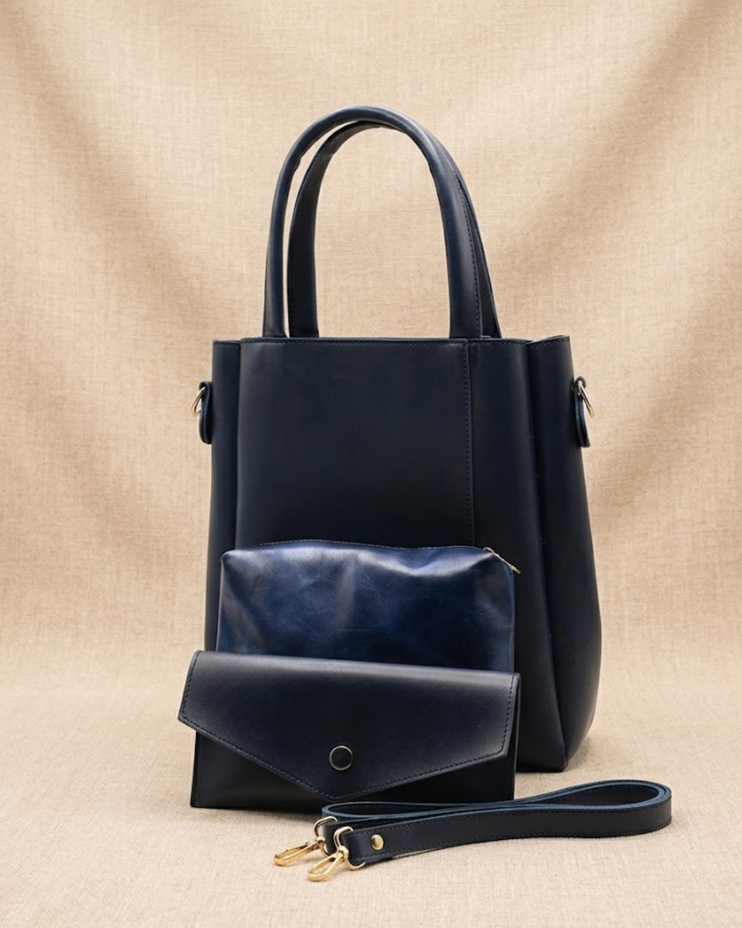 Urban Chic 4-in-1 Tote Bag Set Navy Blue front view