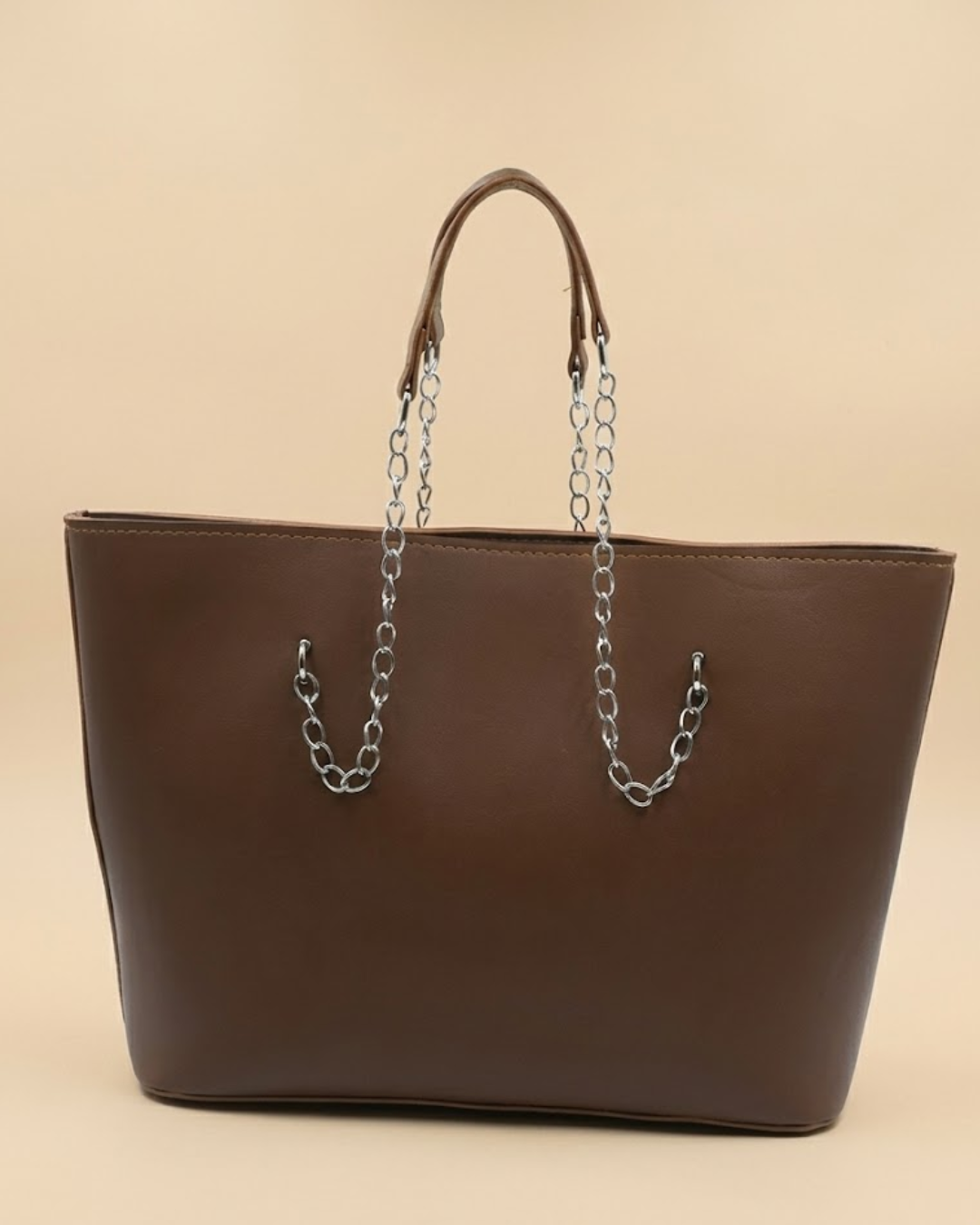 Large Capacity Tote Bag Brown front view