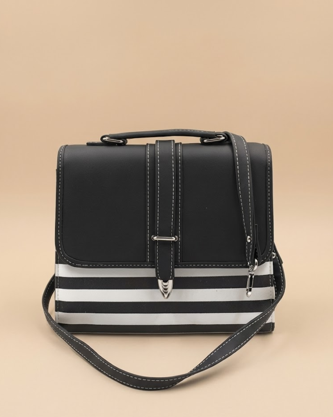 Multicolor Crossbody Bag Black and White front view