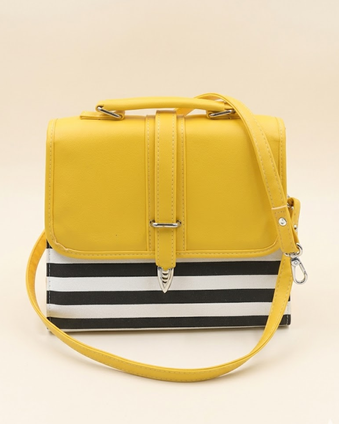 Multicolor Crossbody Bag Black and Yellow front view