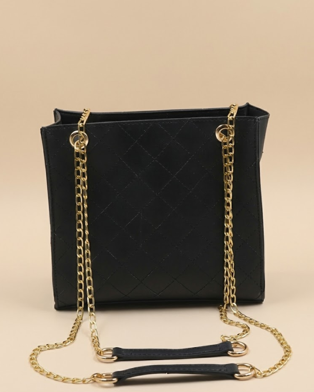 Regalia Long Chain Crossbody Bag Black front view