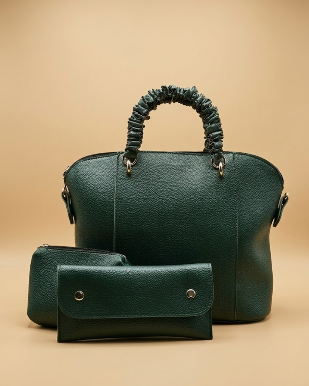 3 Piece Alora Tote Bag Olive Green front view